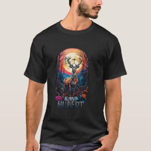 Hubert Hubertus Patron Saint of Hunters Stag Catho T Shirt