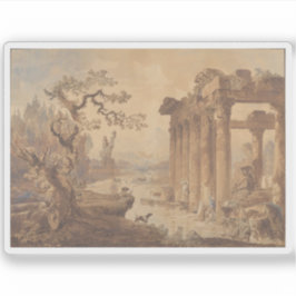 Hubert Robert - Landskap med Ruins Klistermärken