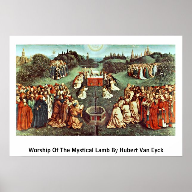 Hubert Van Eycks gudstjänst av den mystiska lammen Poster (Framsidan)