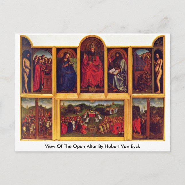 Hubert Van Eycks syn på det öppna Altar Vykort (Framsida)