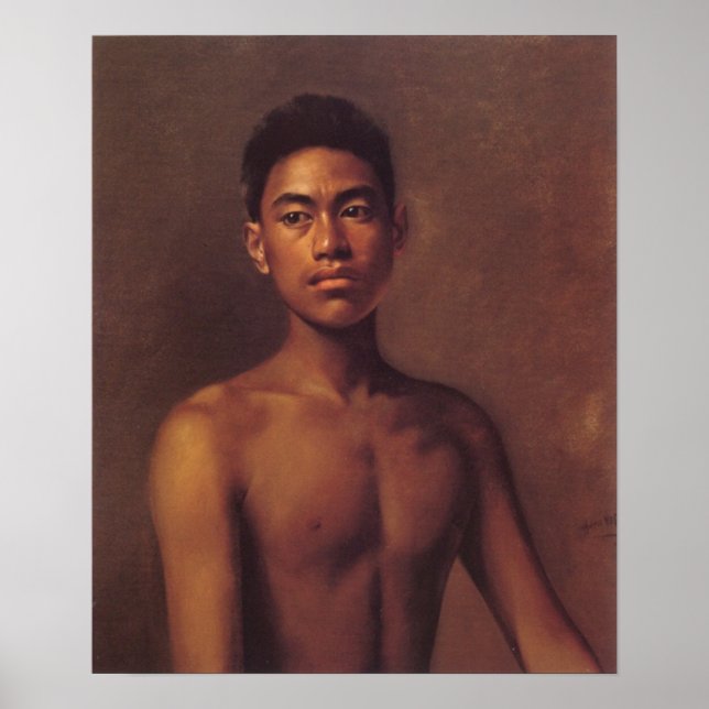Hubert Vos Poster "Iokepa, Hawaiian Fisher Boy" (Framsidan)