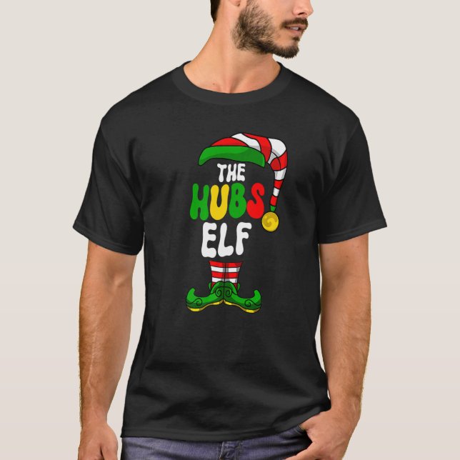 Hubs Elf Pajama Matching Group jul-Helgdag G T Shirt (Framsida)