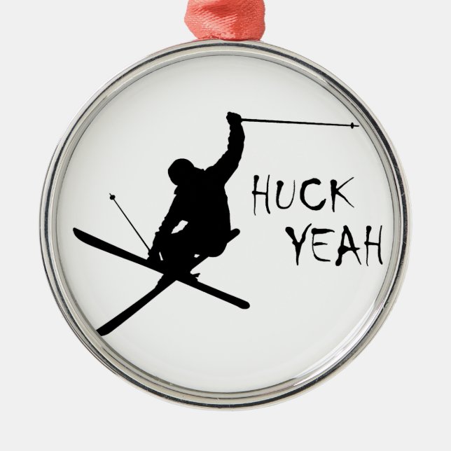 Huck Ja (Skiing) Julgransprydnad Metall (Framsidan)