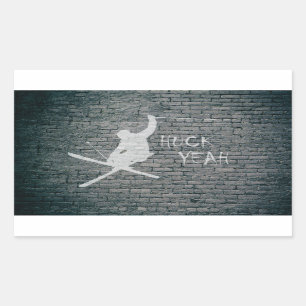 Huck Ja (Skiing) Rektangulärt Klistermärke