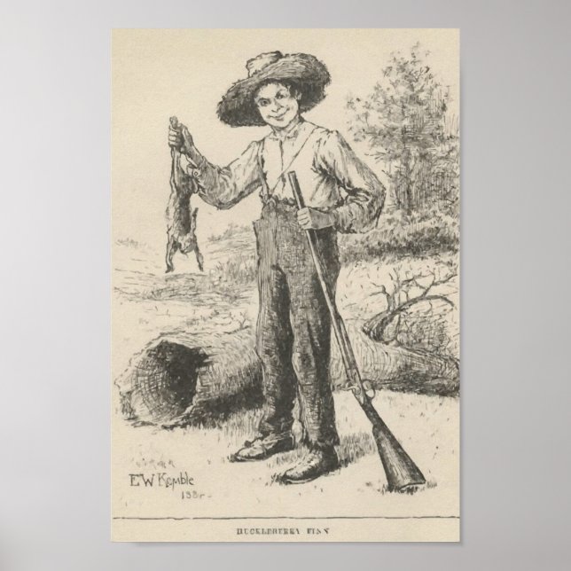 Huckleberry Finn Illustration Poster (Framsidan)