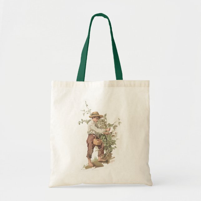 Huckleberry Finn Picking Berries Lithograph Tygkasse (Framsidan)