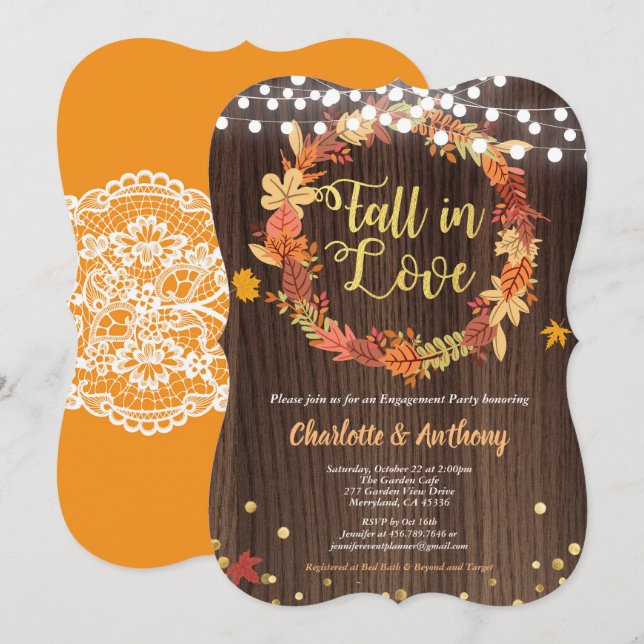 Hud och subkutan vävnad i kärlek förlovningsfest inbjudningar (Fram/baksida)