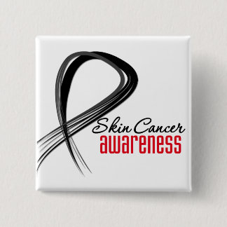 Hudcancer Medvetenhet Grunge Ribbon Knapp