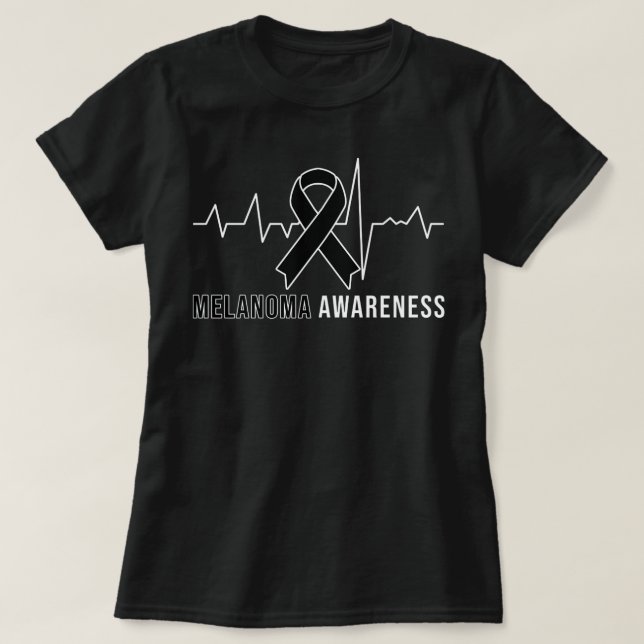 Hudcancer Melanoma Medvetenhet Heartslag Melanoma T Shirt (Design framsida)