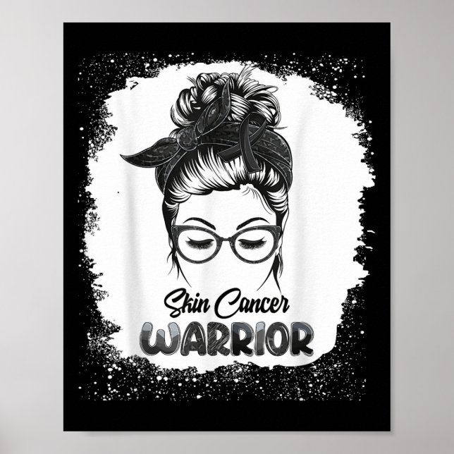 Hudcancer Warrior Bleached Messy Bun Survivor BE Poster (Framsidan)