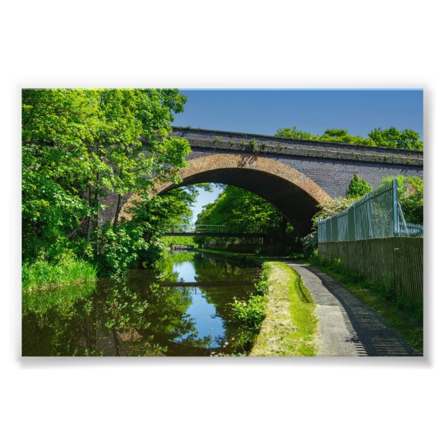 Huddersfield Broad Canal och Whitacre Mill Viaduct Fototryck (Framsidan)