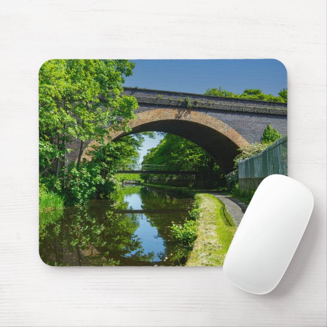 Huddersfield Broad Canal och Whitacre Mill Viaduct Musmatta (Med mus)
