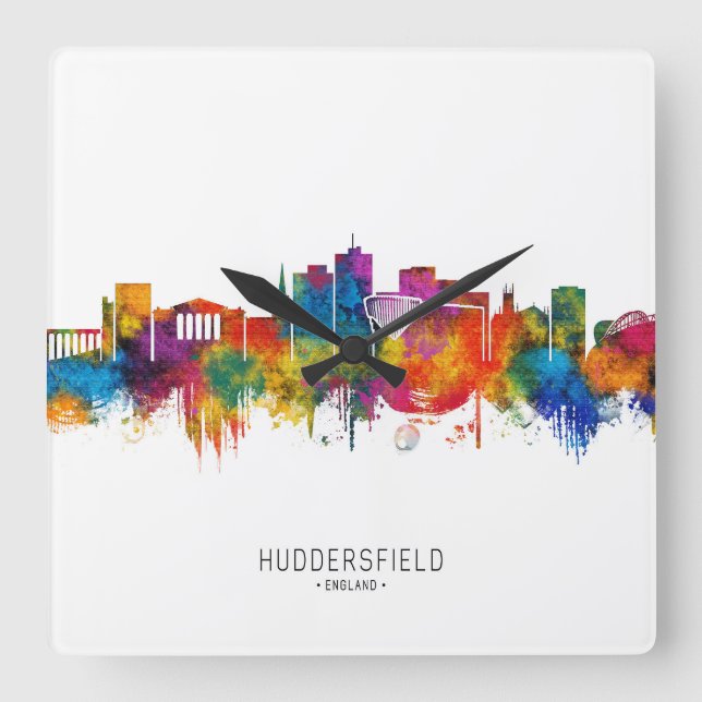 Huddersfield England Siluett Fyrkantig Klocka (Framsida)