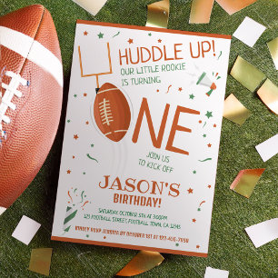 Huddle Up Brown Rookie Football 1st Birthday Inbjudningar