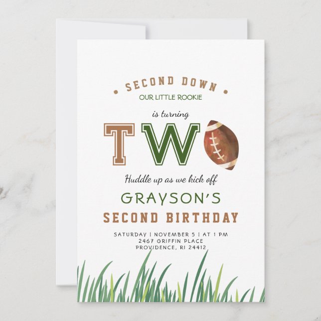 Huddle Up Football 2nd Birthday Party Inbjudningar (Framsida)