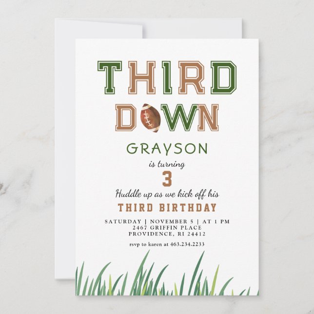 Huddle Up Football 3-års födelsedagsfest Inbjudningar (Framsida)