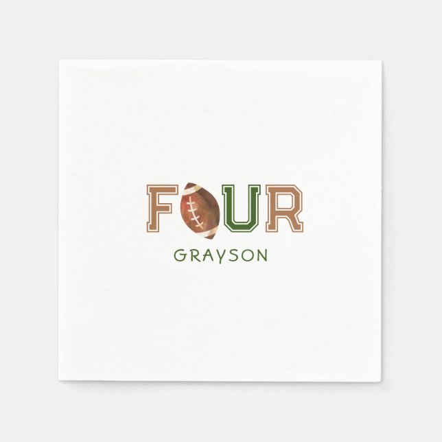 Huddle Up Football 4e födelsedagen Party Pappersservett (Framsidan)