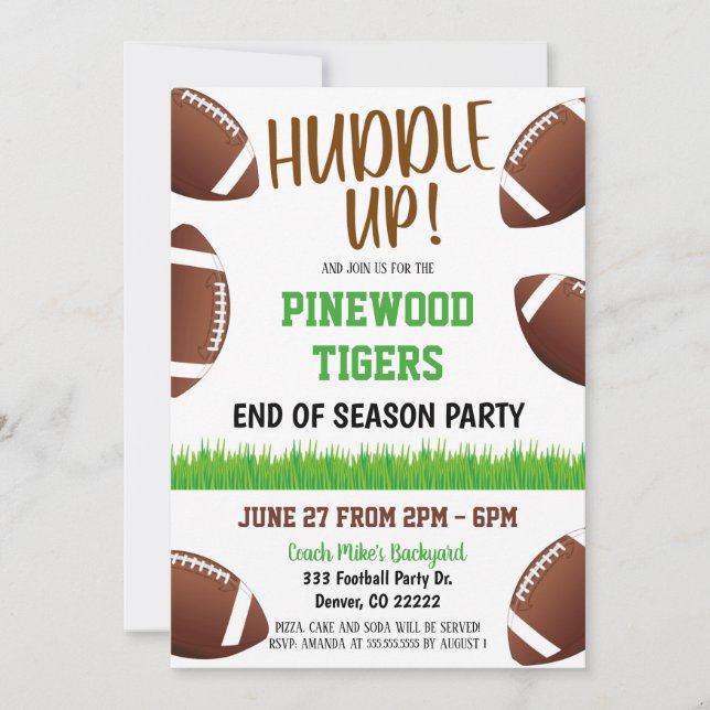 Huddle Up Football Team Party-inbjudan Inbjudningar (Framsida)