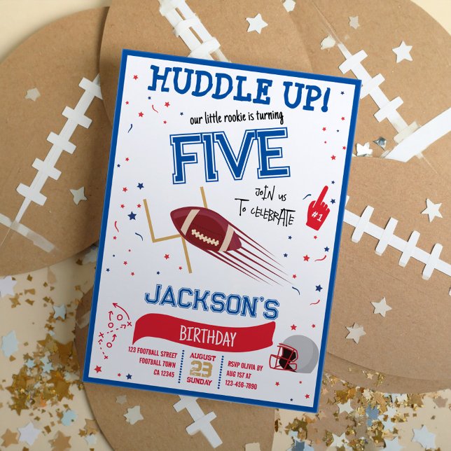 Huddle Up Little Rookie Cute Football Birday Inbjudningar (Skapare uppladdad)