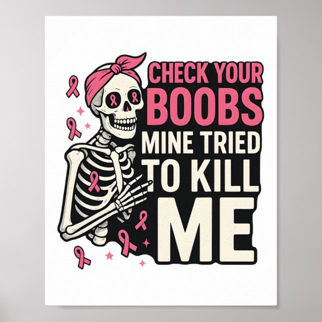 Hudhalloween kontrollerar ditt bröstbröstcancersva poster (Framsidan)
