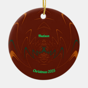 HUDSON ~ 3D CHRISTMAS Red Grönt Orange 2025 Julgransprydnad Keramik