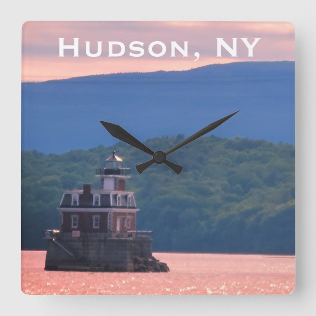Hudson Atenfyr - Hudson City Light, NY Fyrkantig Klocka (Framsida)
