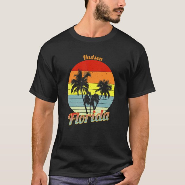 Hudson Florida Retro Tropical Handflatan Träd Vaca T Shirt (Framsida)