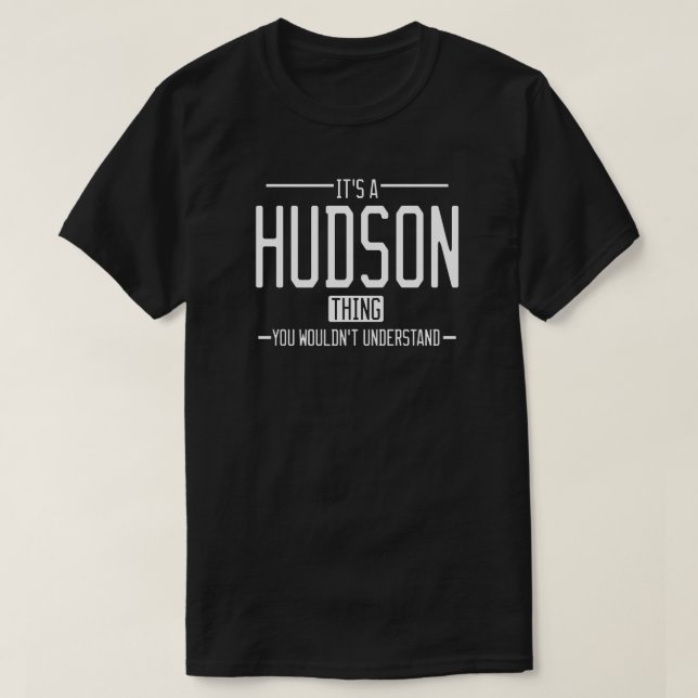 Hudson lustigt efternamn, kul familj t shirt (Design framsida)