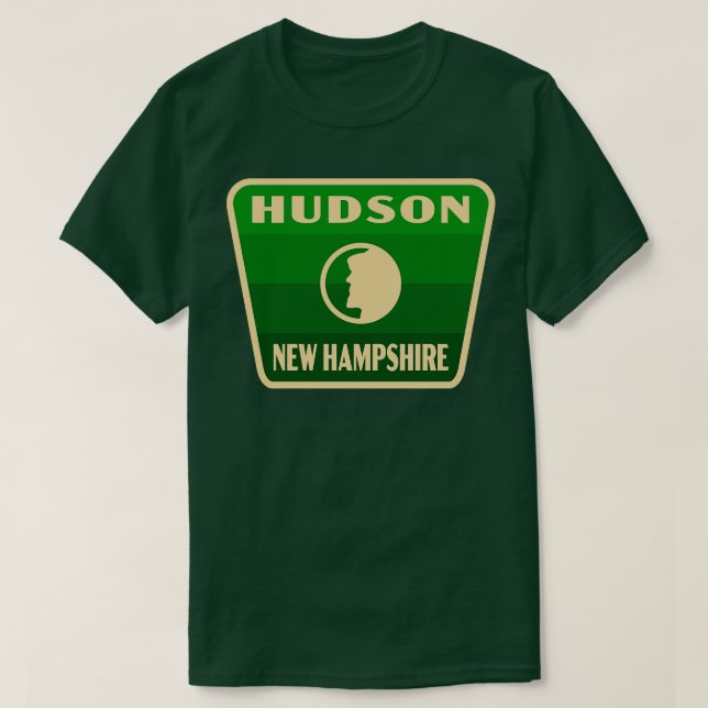 Hudson New Hampshire Retro Badge Grönt T Shirt (Design framsida)