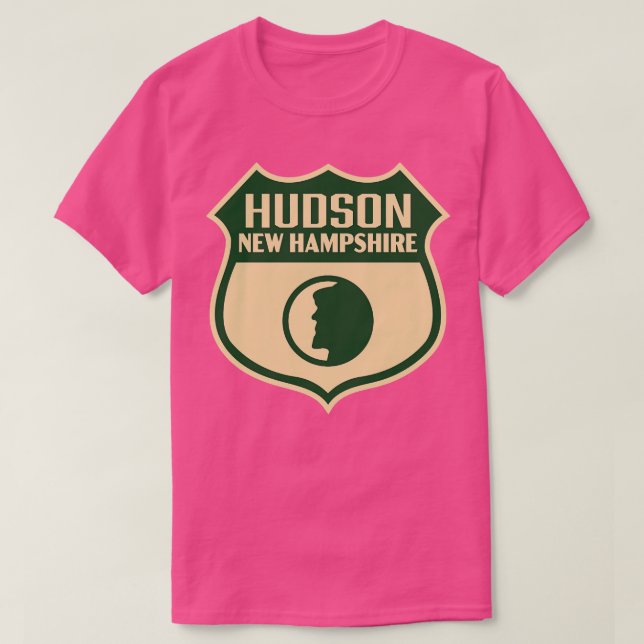 Hudson New Hampshire Retro Shield Grönt T Shirt (Design framsida)