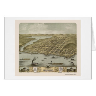 Hudson panorama- karta för WI - 1870 Hälsningskort