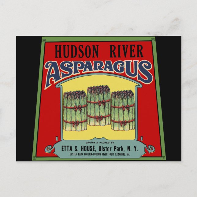 Hudson River Asparagus Label Vykort (Framsida)