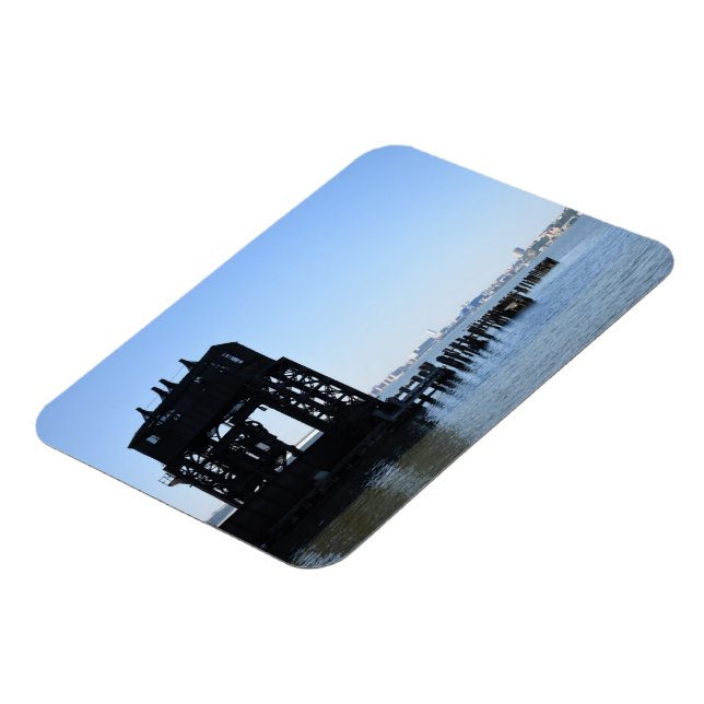 Hudson River Dock New York City NYC Photography Magnet (Vänstra Sidan)