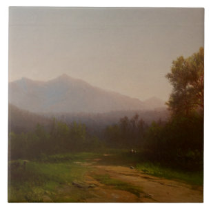 Hudson River landskap, c.1860-5 (olja på kanfas) Kakelplatta
