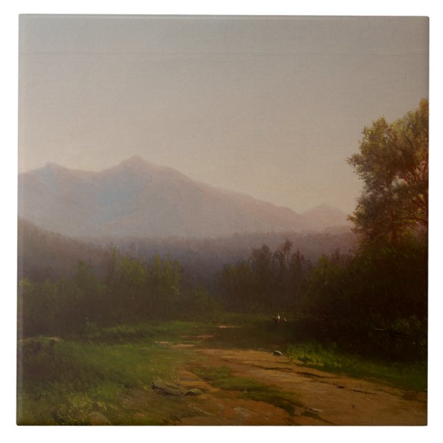 Hudson River landskap, c.1860-5 (olja på kanfas) Kakelplatta (Framsidan)