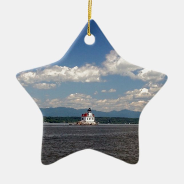 Hudson River Lighthouse Julgransprydnad Keramik (Framsidan)