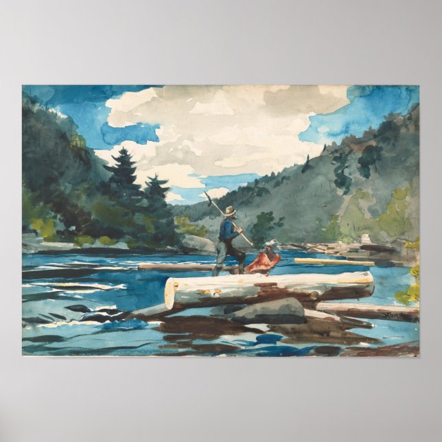 Hudson River Logging Winslow Homer Fine Art Poster (Framsidan)