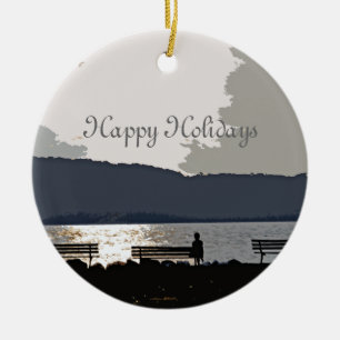 Hudson River solnedgång Julgransprydnad Keramik