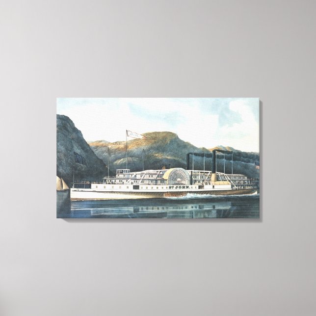 Hudson River Steamboat `St. John' Canvastryck (Framsida)