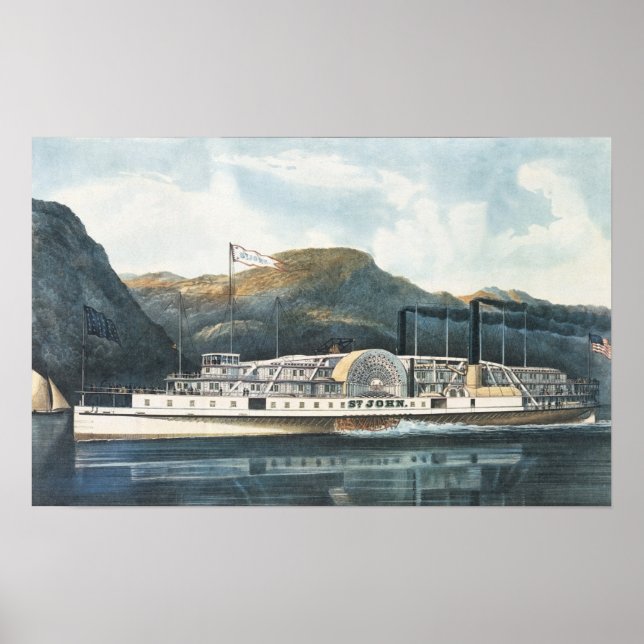 Hudson River Steamboat `St. John' Poster (Framsidan)