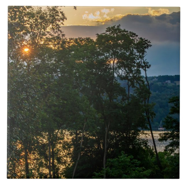 Hudson River Summer Evening Kakelplatta (Framsidan)