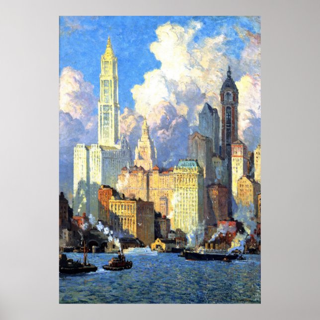 Hudson River Waterfront - Colin Campbell Cooper Poster (Framsidan)