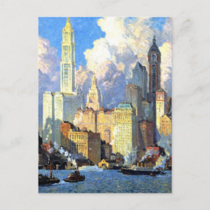 Hudson River Waterfront - Colin Campbell Cooper Vykort