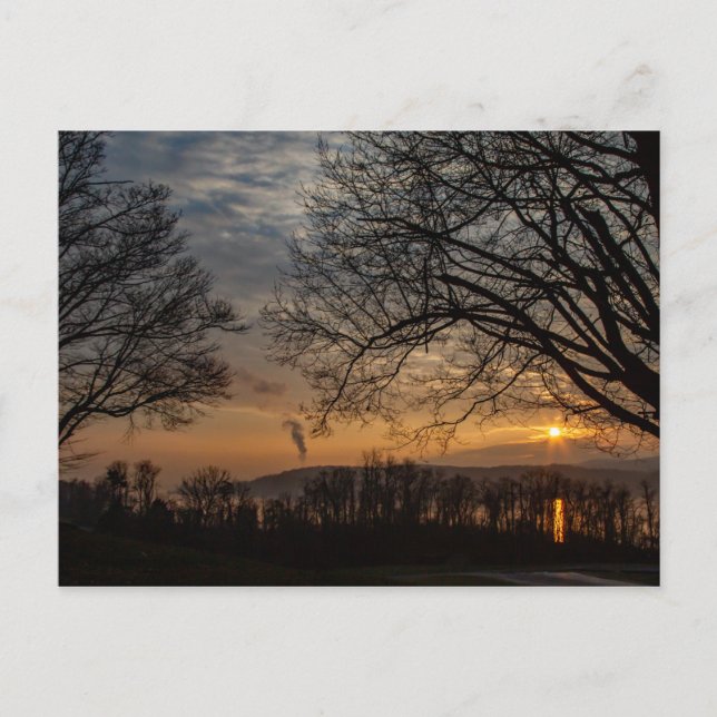 Hudson River Winter Sunset Vykort (Framsida)