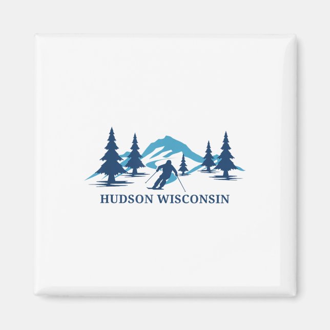 Hudson Wisconsin Ski Resort Skiing Skier _1 Magnet (Framsidan)