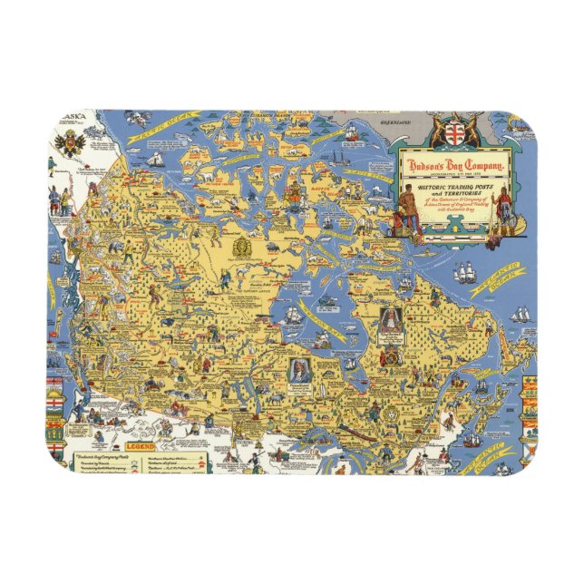 Hudsons Bay Company - Karta i Kanada Magnet (Horisontell)