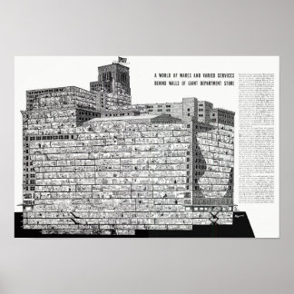 Hudsons Detroit - Cutout Byggnad Poster