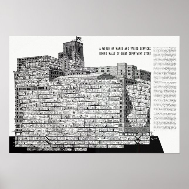 Hudsons Detroit - Cutout Byggnad Poster (Framsidan)