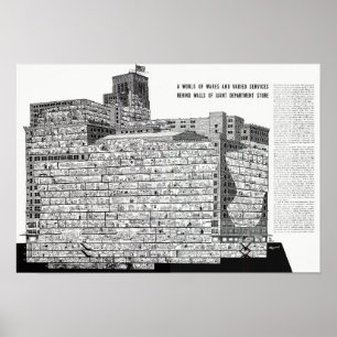 Hudsons Detroit - utklippbyggnad Poster