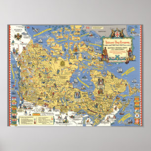 Hudsons fjärdföretag - karta av Kanada Poster